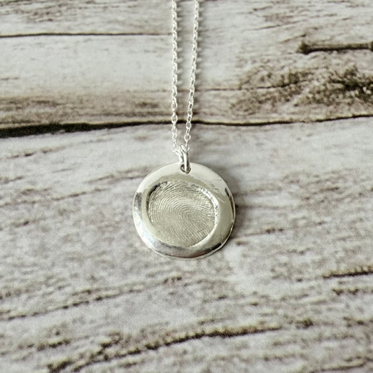 Personalised Silver Circle Fingerprint Pendant