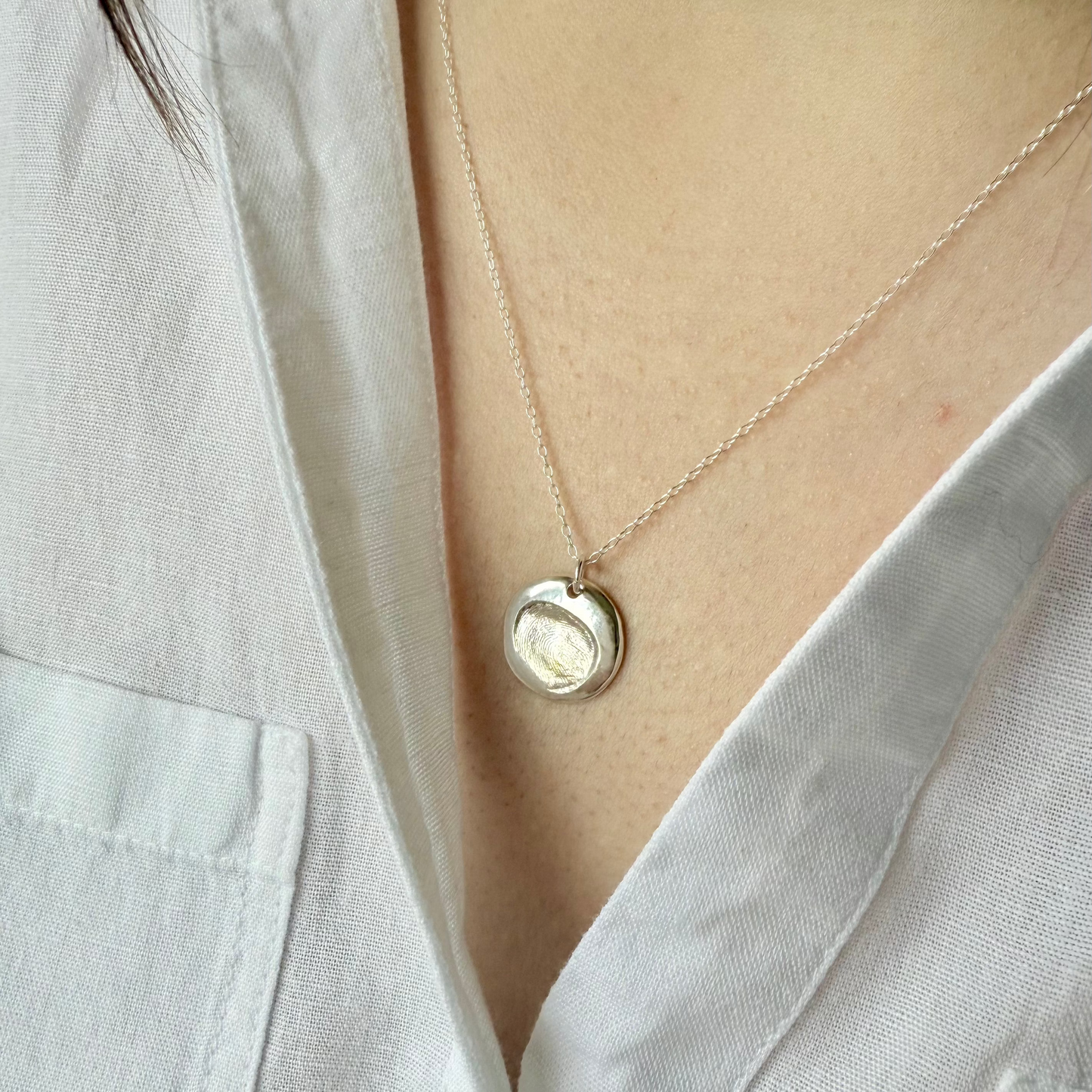 Personalised Silver Circle Fingerprint Pendant