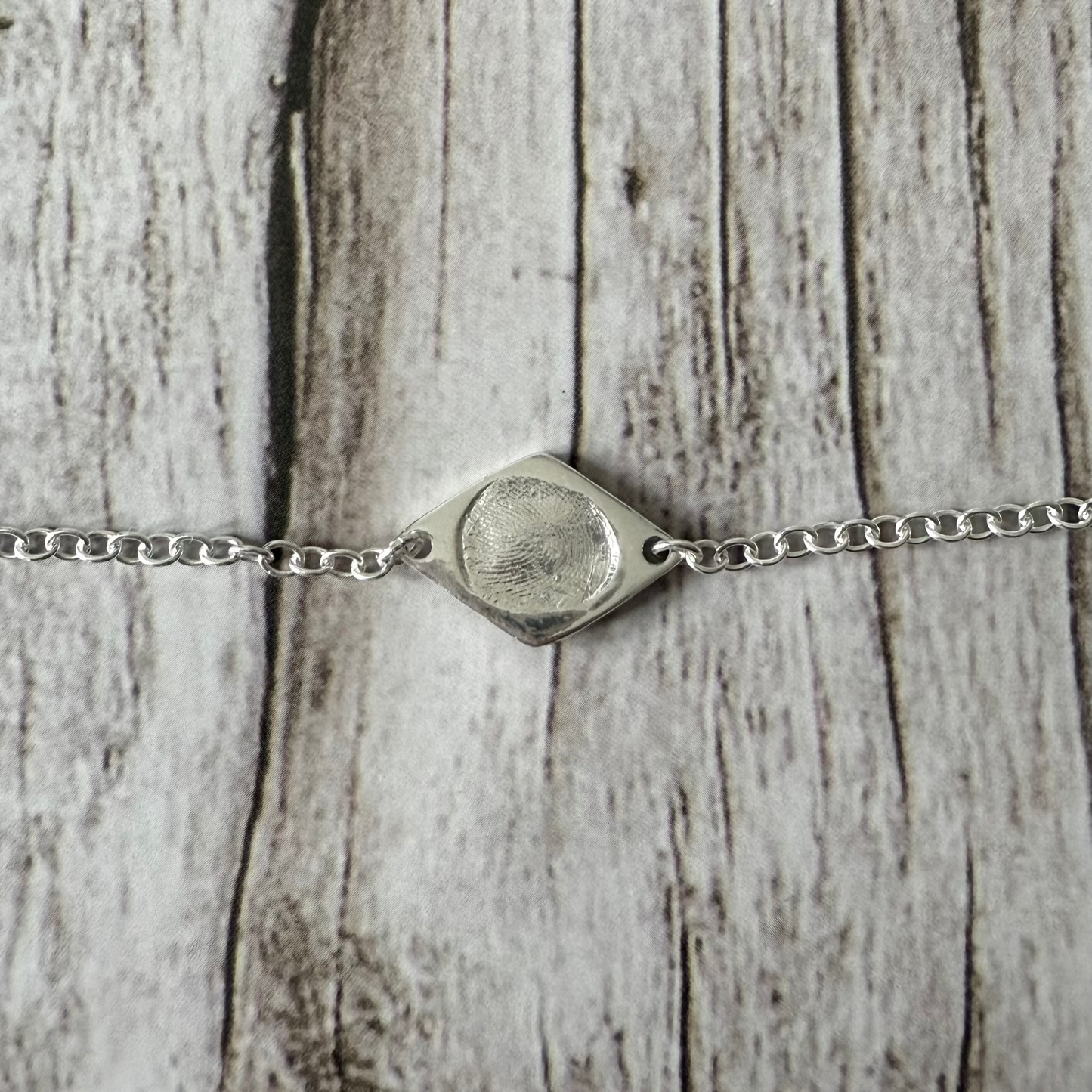 Personalised Silver Diamond Fingerprint Bracelet