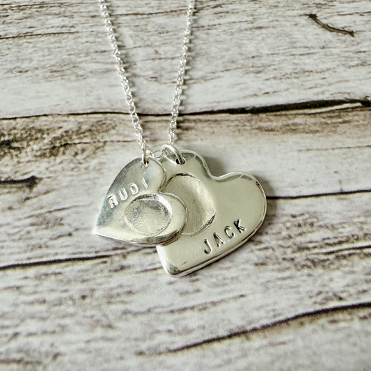 Silver Heart Necklace With Personalised Fingerprint