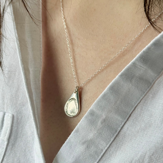 Silver Teardrop Fingerprint Pendant