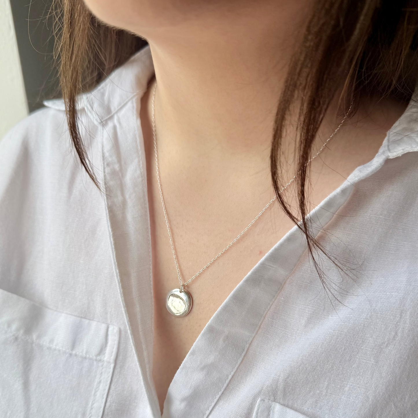 Personalised Silver Circle Fingerprint Pendant