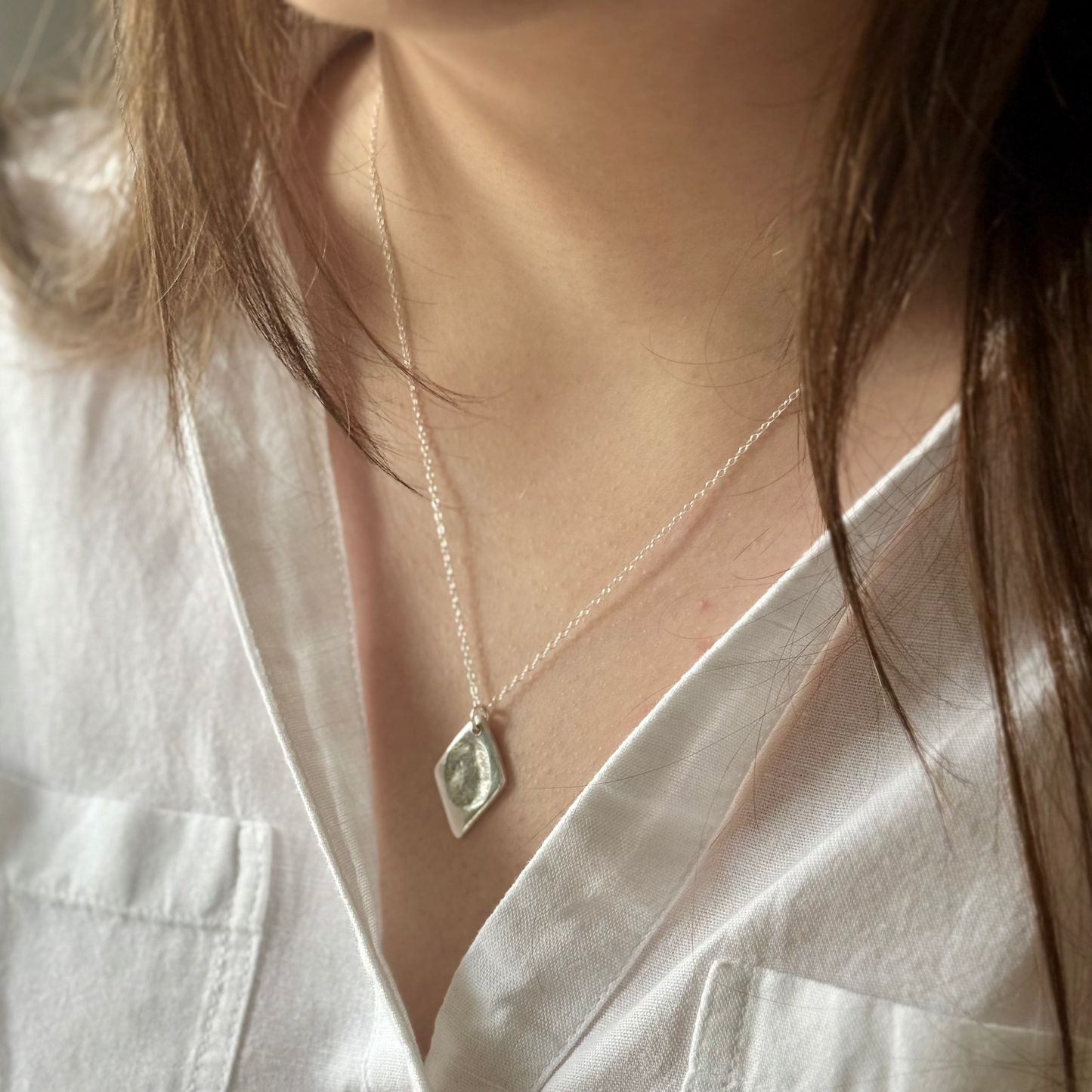 Personalised Silver Diamond Fingerprint Necklace