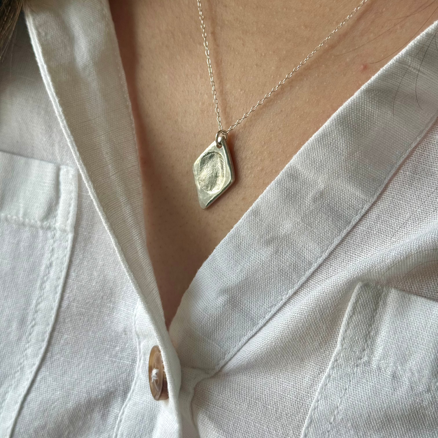 Personalised Silver Diamond Fingerprint Necklace