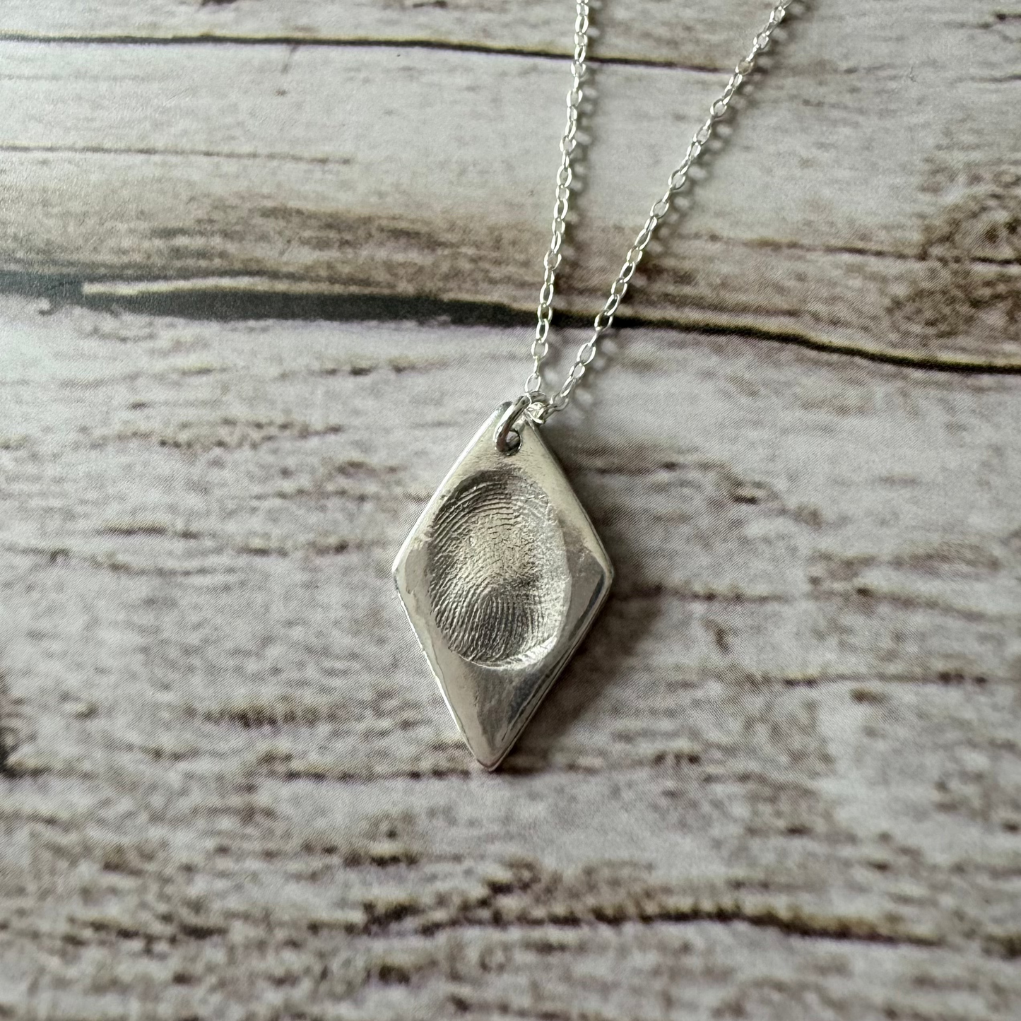 Personalised Silver Diamond Fingerprint Necklace