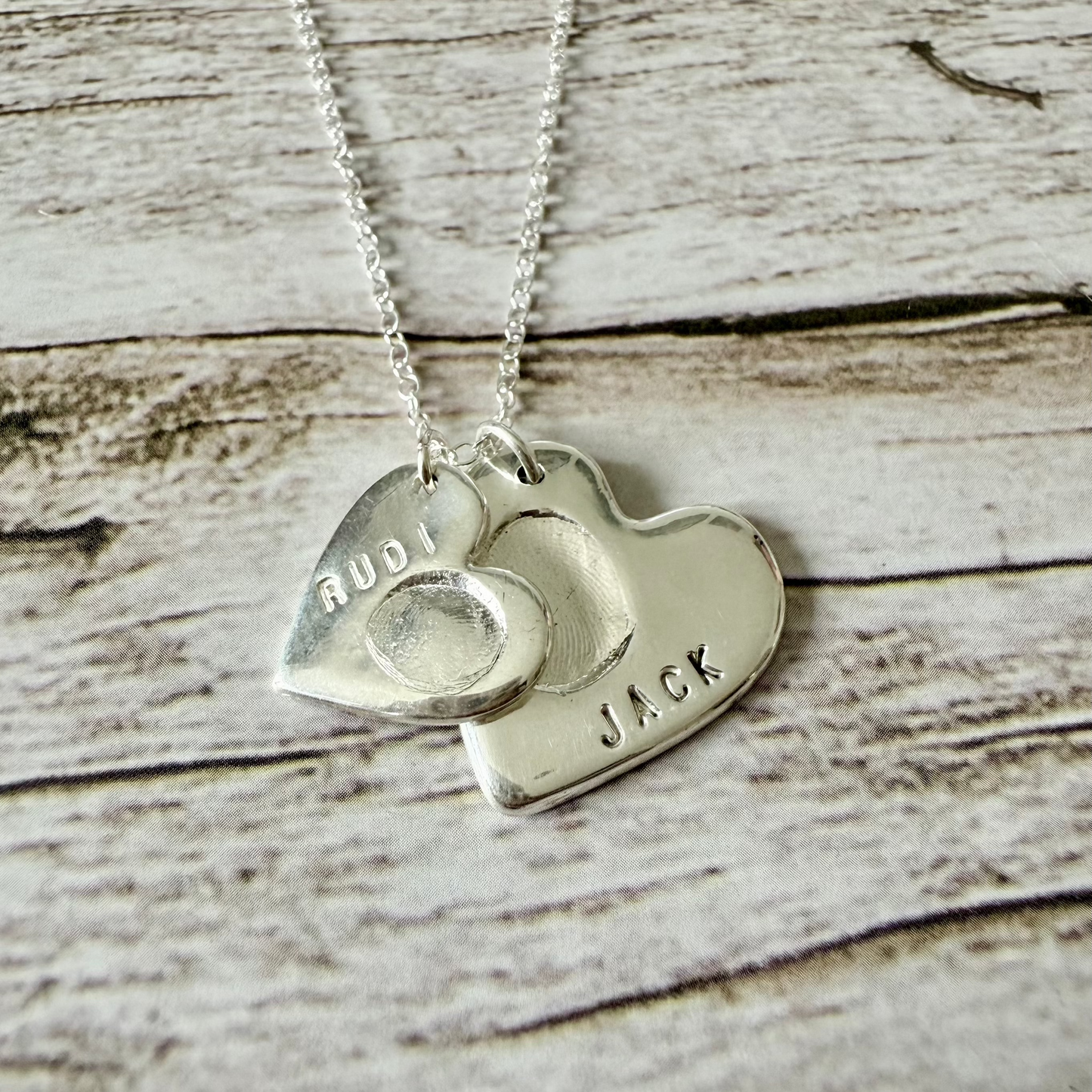 Silver Heart Necklace With Personalised Fingerprint