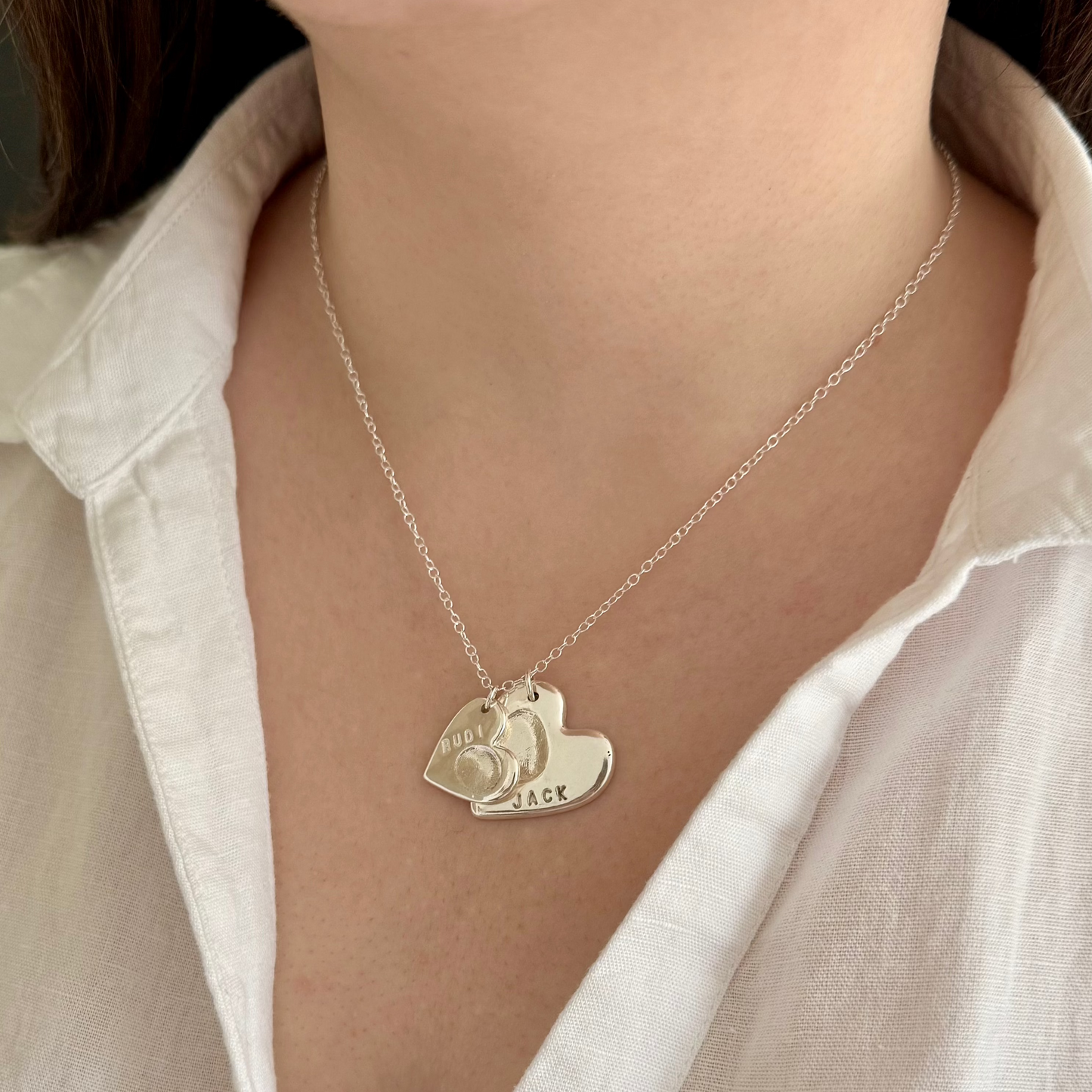 Silver Heart Necklace With Personalised Fingerprint
